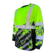 Safetyshirtz SS360 American Grit Class 3 Long Sleeve T-Shirt, Safety Green, XL 65111318XL
